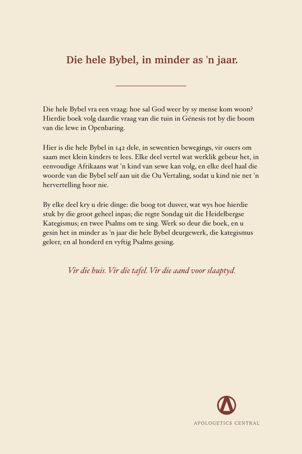 Huisgodsdiens vir ouers met klein kinders, back cover